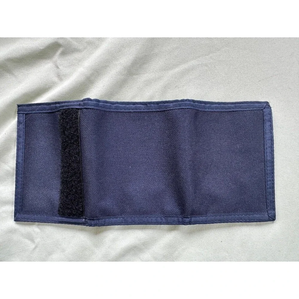 Men's Canvas Navy Hook Loop Sports Dive Scuba Billfold Trifold 70s 80s Wallet